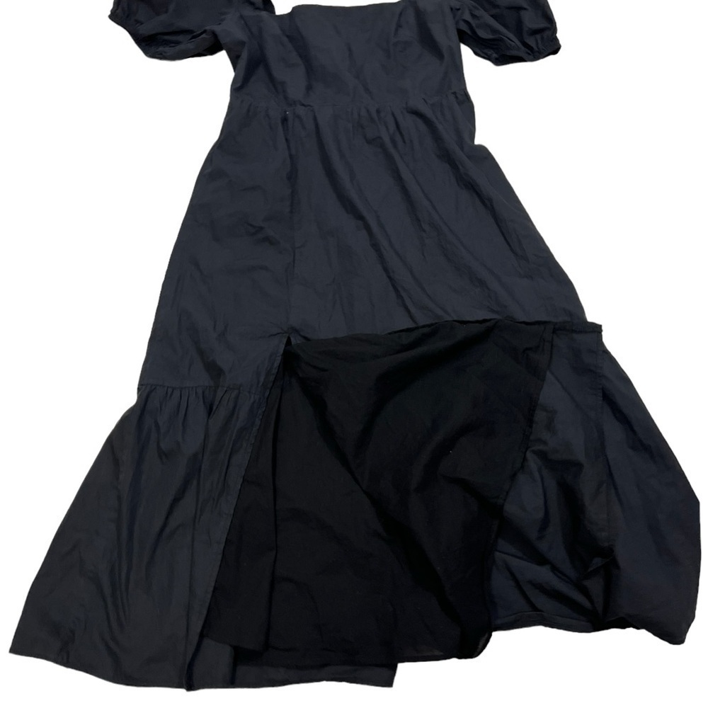 Astr The Label Large Square Neck Black Poplin Tiered Side Slit Smocked Dress - Picture 4 of 8